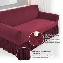 3 Piezas Funda Elástica con Falda para Sofá de 1/2/3 Plazas,Cubre Sillones para Sala,Tela Resistente y Duradera,Decoración para Sala,Protector de Sofá Contra Manchas y Desgaste Impermeable para Hogar/Oficina/Departamento - Multicolor - Ver 3