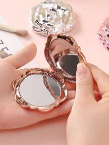 1个玫瑰金折叠圆形镜，便携式……手持化妆镜带支架，小巧旅行化妆镜，桌面穿衣镜，可爱玫瑰图案化妆镜，非常适合新娘、大学生和旅行爱好者，也是情人节和母亲节的绝佳礼物。 - 彩色 - 查看 2