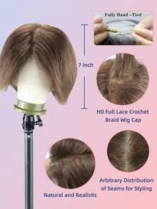 Mũ tóc giả bện móc thủ công HD Full Lace Mũ tóc giả ren móc 7" Mũ tóc giả màu đen tự nhiên Phân bổ đường may tùy ý để tạo kiểu tóc tự nhiên và chân thực, nhẹ và mềm mại, tiết kiệm thời gian hàng ngày cho nhiều kiểu tóc tết khác nhau - Nhiều màu - Xem 15