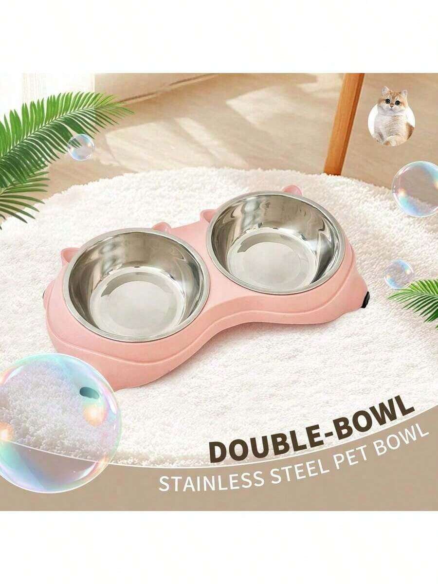 Double Stainless Steel Pet Bowl Set, Base And Easy To Clean For Cats And Dogs, Indoor And Outdoor UseMacaron Stainless Steel Pet Bowl - 1.2L - View 1
