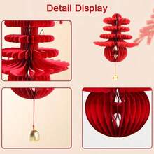 1/2/4/6pcs Red Foldable Paper Honeycomb Lanterns Decor, Lucky Bag Spring Festival Figurine Hanging Ornaments, Traditional Chinese New Year Celebration Decorations, Non-Electric Lunar New Year Lanterns, Wedding Lanterns, Wall Hanging, Holiday Party Room Decor, Chinese New Year Gifts - Multicolor - View 13