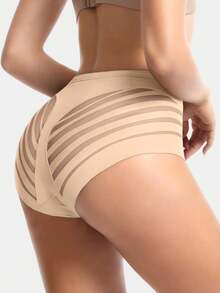 Mutandine modellanti senza cuciture da donna a vita alta, a righe, in rete, leggere e traspiranti, biancheria intima contenitiva per glutei e fianchi