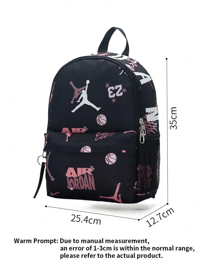 Jordan 25.4*12.7*35厘米背包，男女通用儿童/成人运动户外旅行日用背包书包 JD2443016TD-001 - 黑色/珊瑚粉 - 查看 1