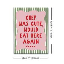 1幅装裱/未装裱“厨师很可爱，下次还会来这里吃饭”帆布海报，趣味语录厨房美食墙面艺术印刷品，简约可爱字体画，适用于餐厅、客厅、卧室、现代家居装饰 - 彩色 - 查看 11
