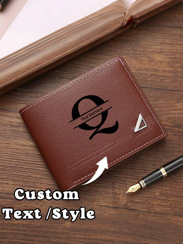 Personalized Custom Name Wallet,Men's Wallet With Text,PU Leather Wallet,Gift For Dad,Anniversary - Birthday Gift For Him, Father's Day Gift - Multicolor - View 3