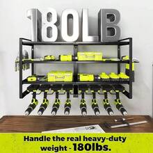 Power Tool Organizer Drill Holder Wall Mount Power Tool Storage Rack Heavy Duty - Black - View 8