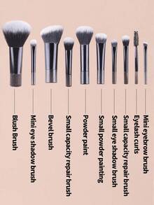 10pcs/Set Portable Travel Makeup Eyeshadow Brush Kit, Black,Brush Set,Makeup Brush Kit,Make Up Brush Set,Make Up Set Complete,Makeup Brush Set,Complete Makeup Kit,Brush Kit,Brushes Makeup Set,Makeup Gift Set,Set - màu đen - Xem 8