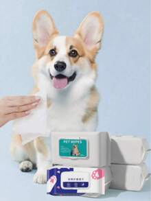 80pcs/Pack Non-Woven Pet Cleaning Wet Wipes, Outdoor Pet Supplies, Universal EDI Pure Water Alcohol-Free Wet Wipes, Disposable Wet Wipes - White - View 7