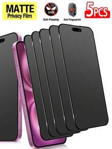 ZYSHI 5pcs/Set Matte Anti-Spy Privacy Screen Protector Film, Full Coverage, Anti-Fingerprint, Anti-Scratch, Protect Privacy, Smooth Touch, Compatible With 17 Pro Max/17 Pro/17 Air/17/16 Pro Max/16 Pro/16 Plus/16/15 Pro Max/14 Pro Max/13 Mini/12/11/XS Max/XR/8+/7 Plus Series - 5PCS Ceramic - View 14