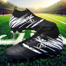 1 Pair New Soccer Shoes, Recommended For Teenagers, Students, Matches And Training, Low-Top, Long Studs, Non-Slip, Suitable For AG, FG, Soft Ground, Real Grass, Competition And Training, Lace-Up, Men's Soccer Shoes, High-Top, Professional Soccer Boots, Factory Direct - Black and White - View 3