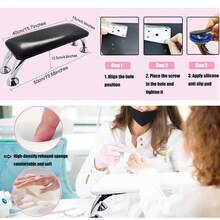 U型可调节美甲扶手支架,白色PU皮革,符合人体工学的美甲师手部支撑架,适用于专业美甲美足沙龙工作台,便携式美甲扶手,适用于凝胶指甲油、亚克力指甲和延长甲,防滑底座,易于清洁,高度和角度可调节,完美礼品 - 彩色 - 查看 9