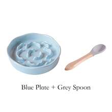 shuo ni mao yi 宠物陶瓷花形慢食盘，猫粮狗粮盘，罐头食品盘，附赠勺子，防噎慢食设计 - 300ml - 查看 8