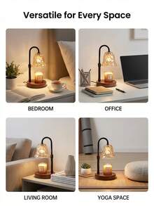 香薰蜡烛灯，蜡烛加热器/夜灯/台灯/浪漫氛围灯，带定时器和可调节亮度，配有两个灯泡，氛围香薰灯，情人节/母亲节/生日礼物，推荐礼物。