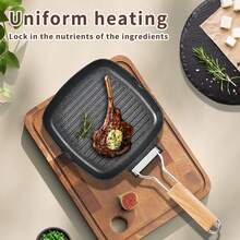 Breakfast, Rice, Slate Steak, Frying Pan, Striped Non-Stick Pan, Household Flat Pan, Multi-Function Gas Stove Gift Pot - Black - View 9