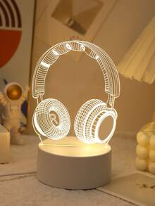 1pc Gaming Style 3D Acrylic Night Light With Headphone And Gamepad Pattern, Perfect Decor For Gaming Room And Bedroom, Ideal Birthday Gift For Gamers, Friends And Family, Room Decor Night Light, Great Valentine's Day Gift