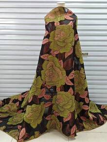Yard 1/Yard 5 French Embroidery Jacquard Lace Fabric, The Latest African Gold Jacquard Lace In 2026, High-Quality Nigerian Women's Gliding Lace, Artistic Handmade Wedding Party Dress Supplies Elegant Brocade African Brocade Jacquard Lace Fabric Can Only Be Washed By Hand, Floral Patterns - Multicolor - View 10