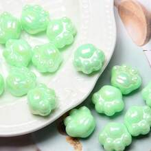 20pcs Creamy UV Glow Cat Paw Beads, Acrylic Straight Hole Charms For DIY Phone Chains & Keychains - Jewelry Making Supplies