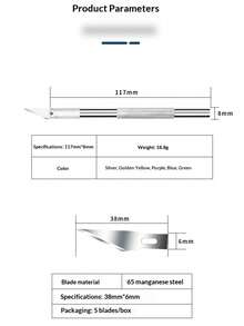 A Set Of 1 Carving Knife And 5 Blade Set, Aluminum Alloy Golden Carving Knife Set, Pumpkin Carving Precision Craft Tool Kit, DIY, Art, Cutting, Mold (4 Colors Optional)