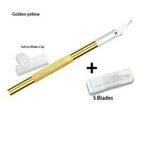 A Set Of 1 Carving Knife And 5 Blade Set, Aluminum Alloy Golden Carving Knife Set, Pumpkin Carving Precision Craft Tool Kit, DIY, Art, Cutting, Mold (4 Colors Optional)