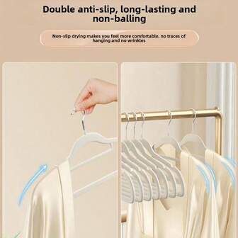 1 Set Flocked Clothes Hangers, Seamless Non-Slip No Fuzz Durable Rotating Clothing Rack, Organizer For Home Use