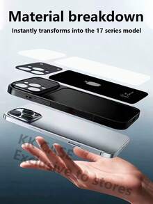 1pc Customized Minimalist Black Apple Design Luxury Fashion Large View Tempered Glass With Lens Protection Matte Anti-Drop Phone Case Compatible With Iphone 17/17Pro/17ProMax/17Air/16/16Pro/16ProMax/16Plus/15/15Plus/15Pro/15ProMax/14/14Plus/14Pro/14ProMax/13/13Pro/13ProMax/12/11 Phone Accessories Full Coverage Premium Protection Cover - Black - View 4