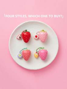1/2pcs Strawberry Shaped Moisturizing Lip Balm, Glossy Texture, Cute Fruit Design, Multi-Functional Portable, Ideal Gift For Halloween/Christmas And Sweet Autumn/Winter Season - Multicolor - View 7
