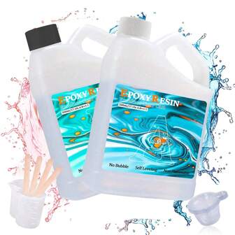 1000ml/5000ml/250ml 环氧树脂套装，1:1 AB 水晶透明升级树脂和硬化剂，用于铸造涂层、台面、桌面、工艺品 DIY 珠宝