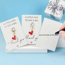 10pcs Gold Water Drop Keychain Set With Red Heart Pendant, Christmas And Business Gift, Employee And Customer Appreciation Gift - Multicolor - View 10