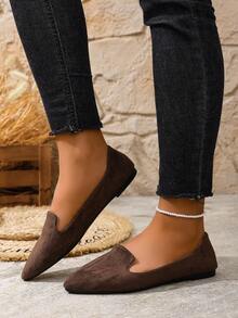 35-45 Plus Size Women's Fashion Hollow-Out Flat Slip-On Casual Shoes, Comfortable Non-Slip Breathable Loafers For Spring, Summer, Autumn, Versatile Lightweight Flat Shoes In Khaki, Black, Blue, Brown, Beige Solid Colors, Pointed Toe Espadrilles, 2024 Spring/Autumn, Run Small Size, Irregular Floral Pattern, Canvas, Suitable For Wide Feet