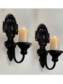 Set di 2 candelabri da parete vintage nordici in metallo, perfetti per la decorazione della casa, l'arredamento con candelabri e gli accenti della stanza - Portacandele da parete in stile europeo, 2 pezzi - Visualizzare 3