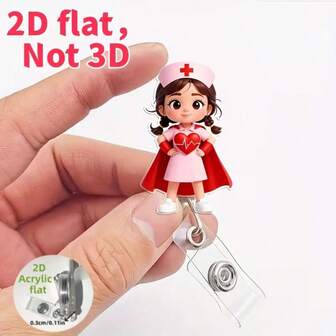 2D Acrylic Retractable Badge Reel Holder, For Nurses, Nursing Name Tags, Medical Students, Doctors, Registered Nurses, Practicing Nurses ID Badge Clip - Reel Label Card Holder With Clip, Suitable For Work, Christmas Small Gift