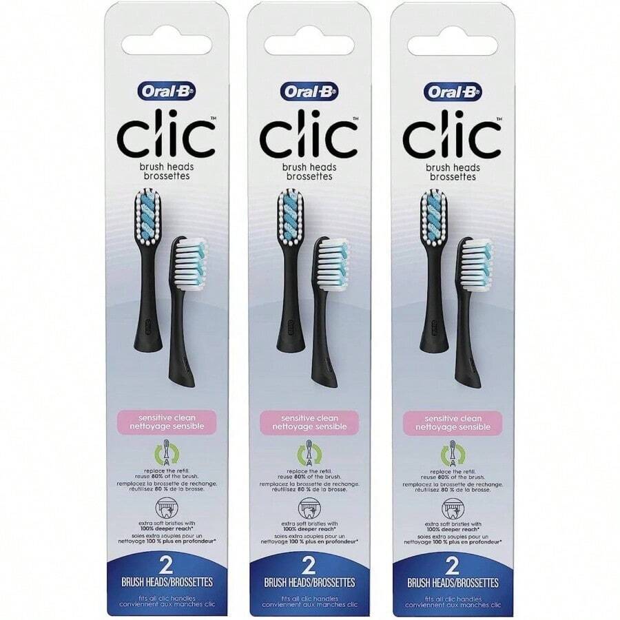 - Cabezales de repuesto para cepillo de dientes Sensitive Clean, negros, paquete de 3 2 unidades - inicial - Ver 1