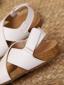 New Summer Kids Criss-Cross Design Comfortable Soft Bottom Hook & Loop Open Toe Retro Sandals - White - View 6