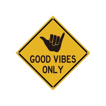 1 pieza, Señal de PVC "Solo buenas vibraciones" (20x20cm), Placa decorativa vintage novedosa, decoración del hogar, decoración de habitación, decoración de pared, decoración de baño, decoración de bar, decoración de cafetería, decoración de garaje, decoración rústica, Día de San Valentín, Boda de San Valentín, Cumpleaños