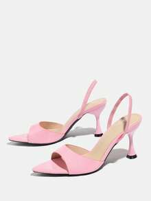Giày cao gót nữ, thời trang và thanh lịch cho các bữa tiệc xuân/hè, tụ họp, khiêu vũ, sự kiện ngoài trời. Chất liệu mềm mại, lấp lánh, mũi nhọn, gót nhọn mỏng, thiết kế quai ngang mắt cá chân. Phù hợp cho mọi dịp trang trọng. Dép xăng đan màu hồng đa năng - Hồng - Xem 6