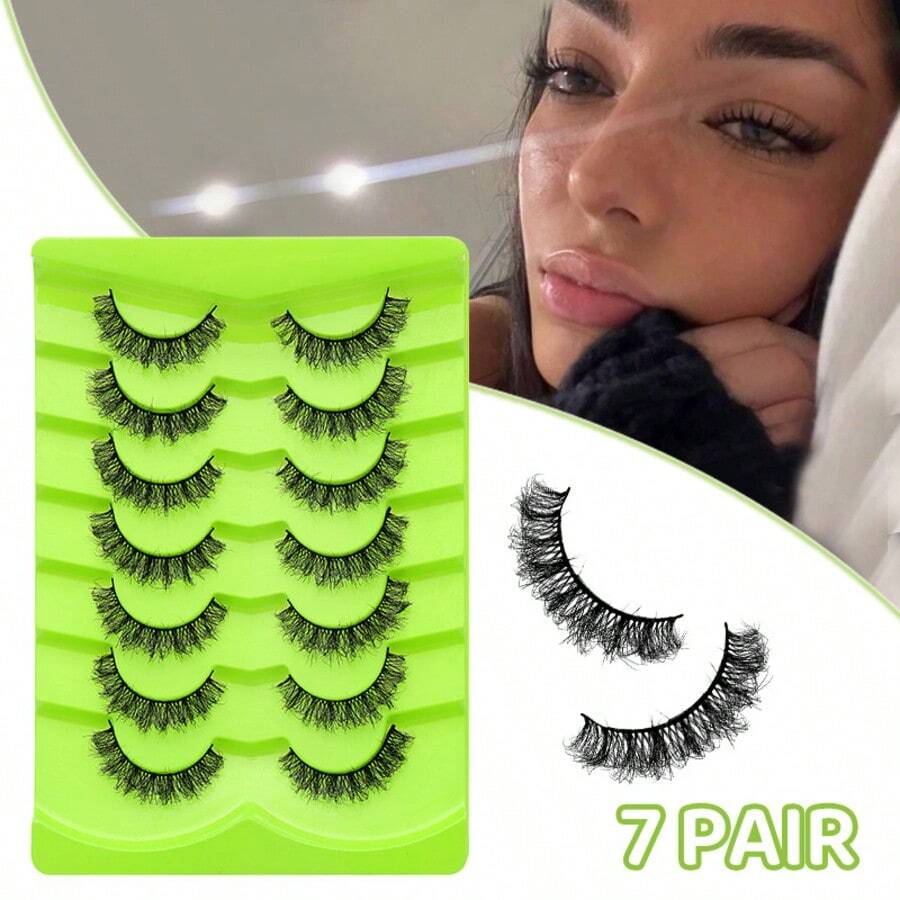 7 Pairs 3D Fluffy Mink Lashes, Artificial False Eyelashes Set, Natural/Dramatic/Thick/Curling Styles For Cat Eye, Cosplay, Holiday Party, Daily Use - D0HA - View 1