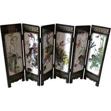 6-Panel Folding Room Divider Screen - Hand-Painted Floral & Bird Design - Decorative Desktop Privacy Partition For Home & Office - Default - View 1
