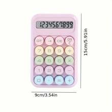 1pc Soft Color Desktop Calculator, Cute 12-Digit Dual Power Calculator With Round Buttons | Elegant Office & School Supplies, Suitable For Student, Home Budget, Math Tool - Multicolor - View 11