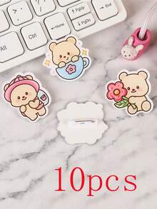 10 st söta tecknade akrylgula björnbroschnålar tillbehör - Multifärgad - Visa 3