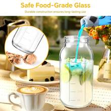 3pcs Square Glass Water Bottle With Lid And Spout, Refrigerator Water Bottle With Handle, Borosilicate Glass Water Bottle Suitable For Hot/Cold Drinks, Large Water Bottle For Spring And Summer Outdoor Gatherings Suitable For Iced Tea, Coffee, Juice, Milk, And Beverages. - Black - View 2