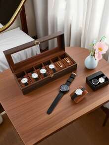 1pc Leather Watch Box, Watch Display Case, Jewelry Storage Box, Premium Jewelry Box - Multicolor - View 4