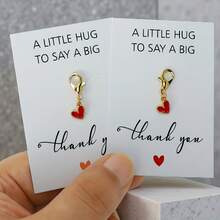 10pcs Gold Water Drop Keychain Set With Red Heart Pendant, Christmas And Business Gift, Employee And Customer Appreciation Gift - Multicolor - View 1