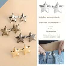 1/4/8 Pair Of Small Star Waist Buckles, Detachable No-Sew Jeans Waist Buckles - Waist Reduction Tool - Seamless Waist Adjustment - Easily Improve Waistline - 1對銀色 - 查看 5