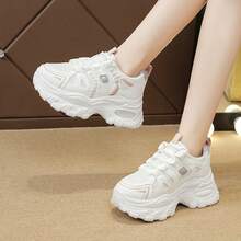 2025新款女士厚底休闲运动鞋，厚底运动鞋 - 白色 - 查看 3