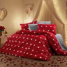 CAQQA 三件套土耳其棉梭织被套套装 | 被套和枕套，现代卧室床上用品，尺寸：135*200厘米、150*200厘米、200*200厘米、200*220厘米、220*240厘米 - 紅色 - 查看 1