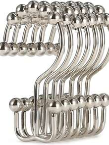 6 piezas Ganchos para cortina de ducha de acero inoxidable negro - Anillos metálicos a prueba de óxido y de deslizamiento suave para el baño - Multicolor - Ver 8