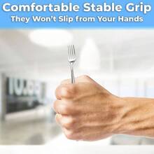 elegante, sin BPA, 50 tenedores de degustacin de plstico. juego de tenedores de cctel o muestreo para aperitivos, camarones y mariscos. Duradero, reciclable 4 dientes utensilios con aspecto de acero inoxidable 50 unidades - plateado, (Elegant Silver) - Ver 6