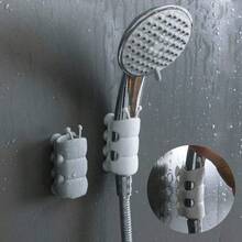5 piezas Soporte de ducha de silicona gris - 3.46x1.69 pulgadas Montaje en pared con ventosa sin taladrar, accesorios de baño desmontables de fácil instalación - Multicolor - Ver 2