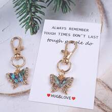 12个“拥抱与爱”口袋拥抱代币，口袋拥抱卡片。附赠励志蝴蝶钥匙扣套装，适合装饰背包、手提包和车钥匙，男女皆宜。这款独特的魅力礼物充满激励和鼓舞，适合任何需要支持和肯定的人。也可作为纪念礼物、友谊礼物、情人节礼物、返校礼物和毕业礼物。 - 彩色 - 查看 11