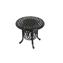 Aluminum Outdoor Table With Ice Bucket, Patio Side Table, Aluminum Side Table With Adjustable Foot Pads, Small Outdoor Coffee Table - 黑色 - 查看 8
